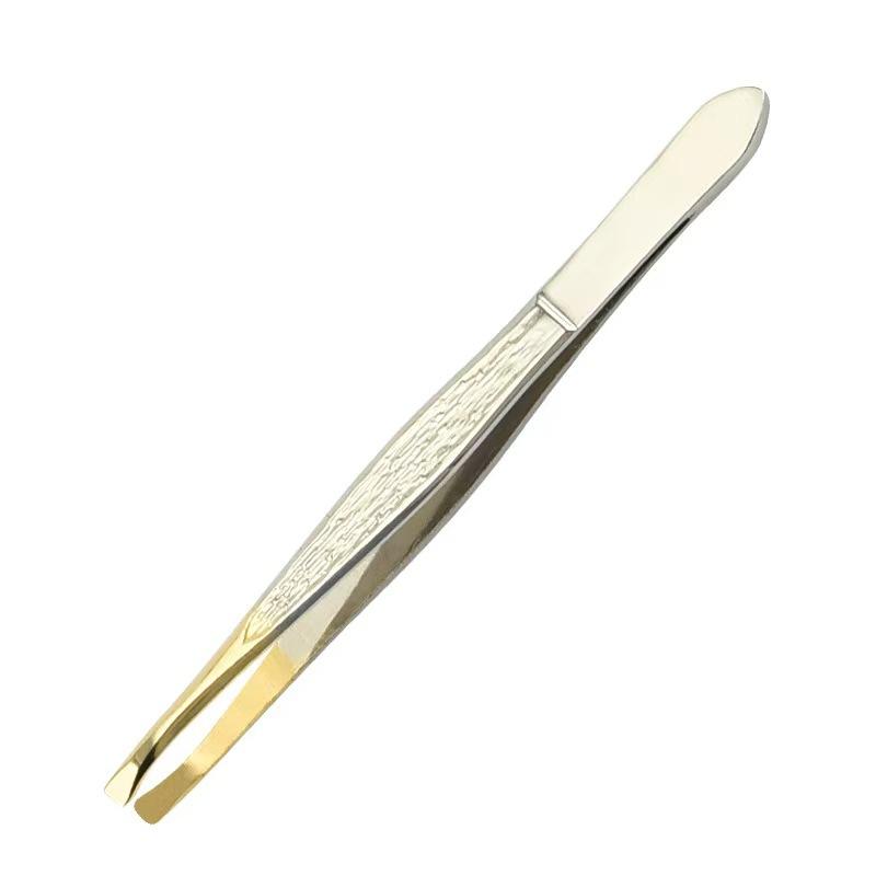 Stripe Stainless Steel Eyebrow Tweezers Slanted Flat Double Eyelid Tape Hair Removal Trimming Set
