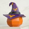 Halloween Ornament Pumpkin Wearing Witch Hat Shape Statue Indoor Outdoor Decor Spooky Halloween Tabletop Decoration
