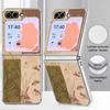 Oil Painting Flower Pattern Case For Samsung Galaxy Z FlIP 7 FE 6 5 Plating PC+PU Leather Hybrid Folding Cover For Samsung Z Flip7 Flip6 Flip5