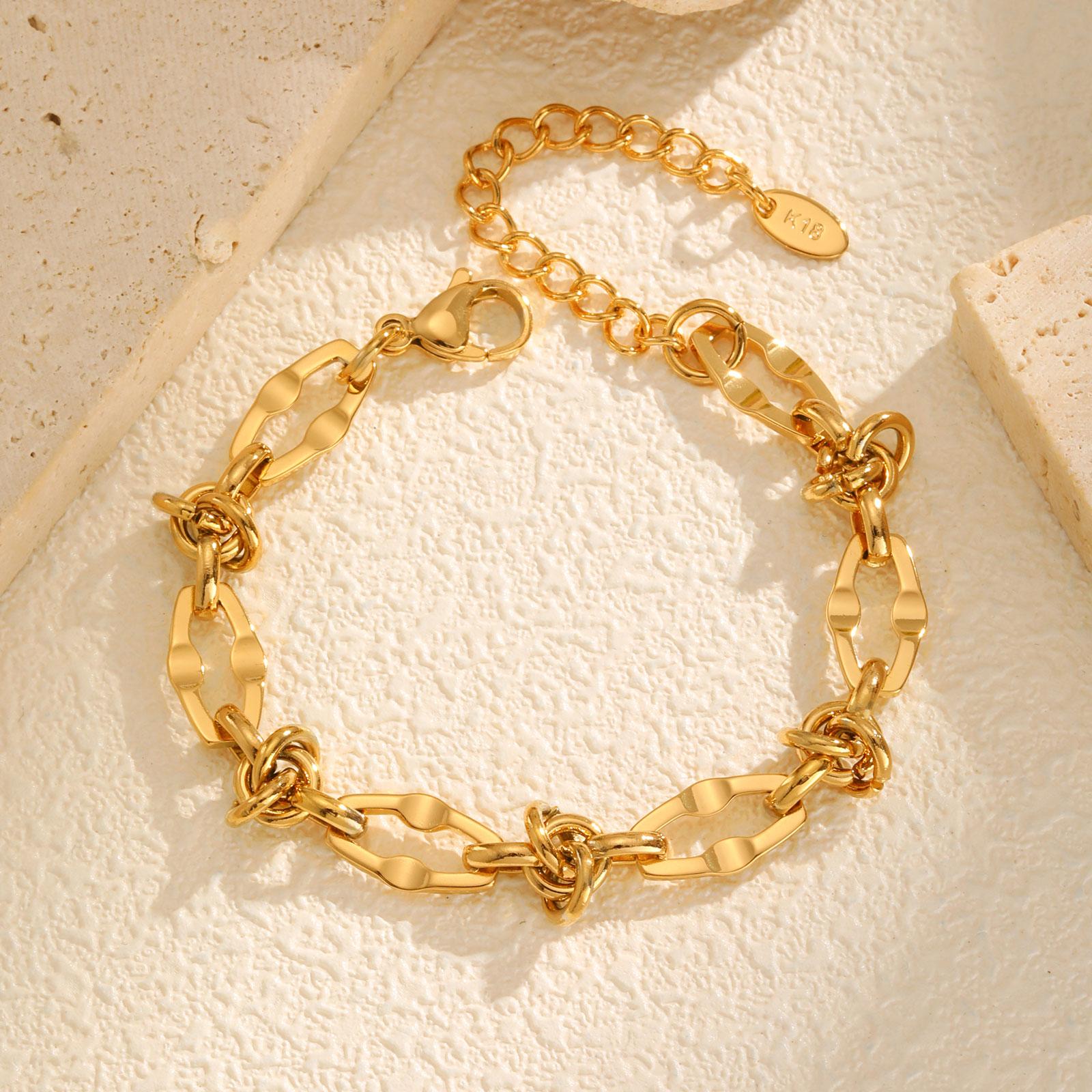 

Classic Handmade Bracelet for Women,Gold Plated Stainless Steel Weaving Twist Chain Bracelets,Fashion Jewelry Mother s Day Gift