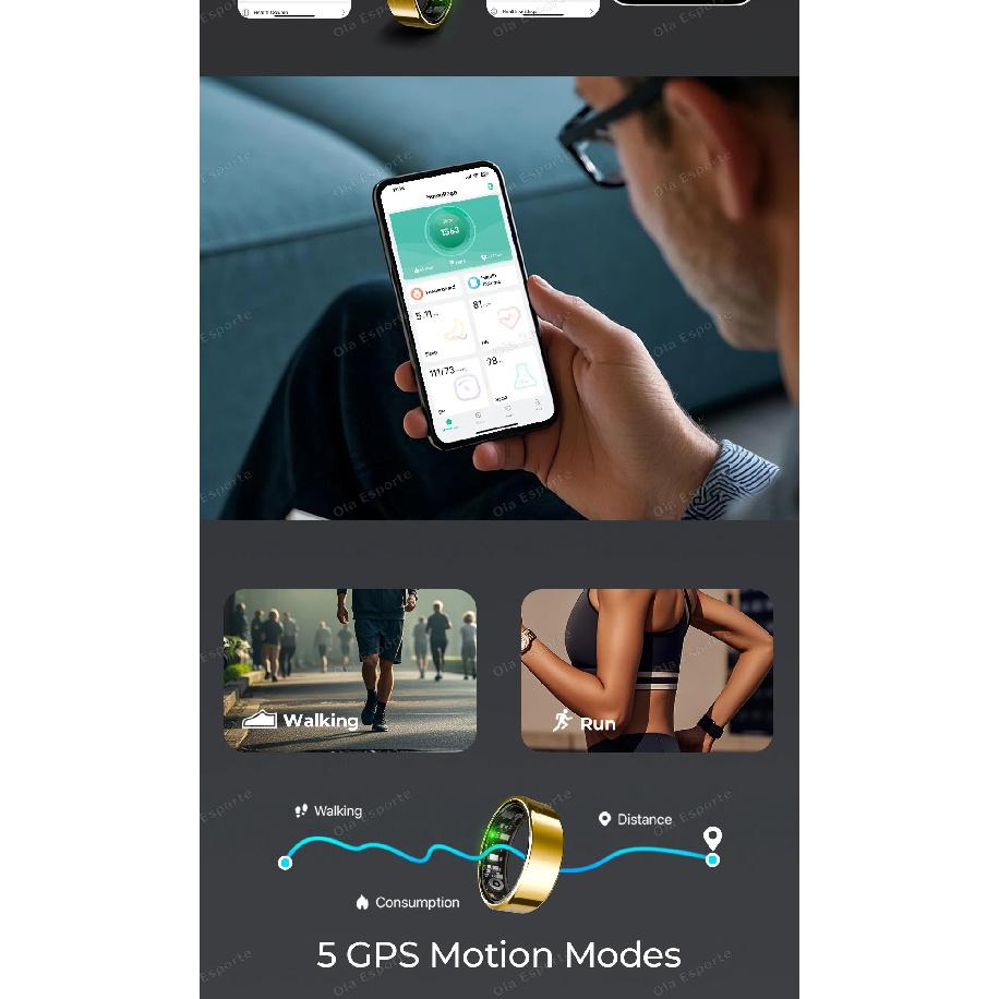 2025 Smart Ring Blood Pressure Heart Rate Sleep Monitoring Smartring IP68 & 5ATM Waterproof Multi-sport Mode Smartring Man Women