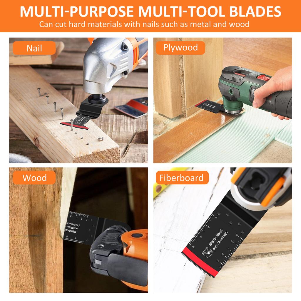 4Pcs Titanium Bi-Metal Oscillating Saw Blade Multipurpose Oscillating Multitool Blades Precise Cutting Oscillating Tool