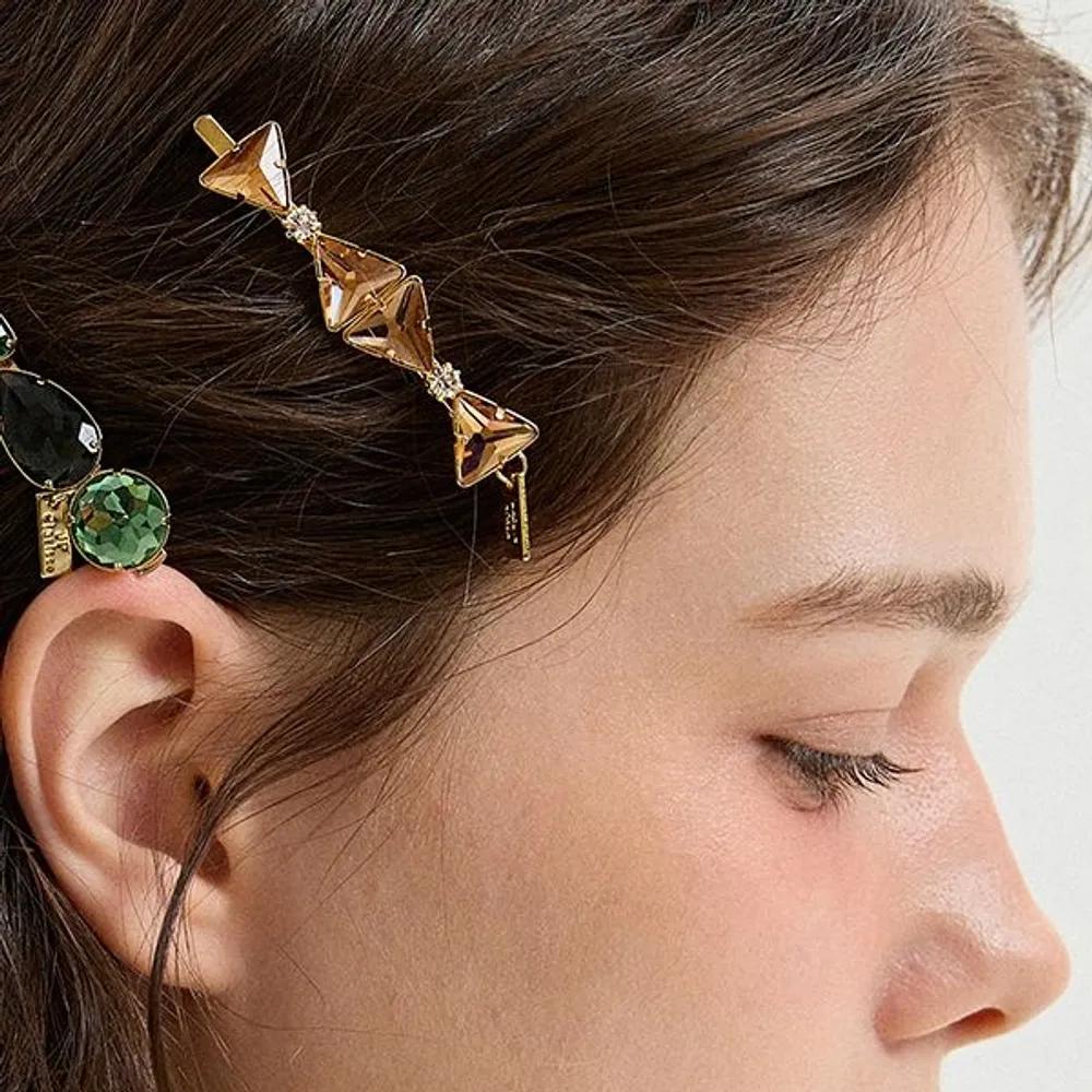 Antique Ribbon Crystal Hairpin LFSL0318 brown
