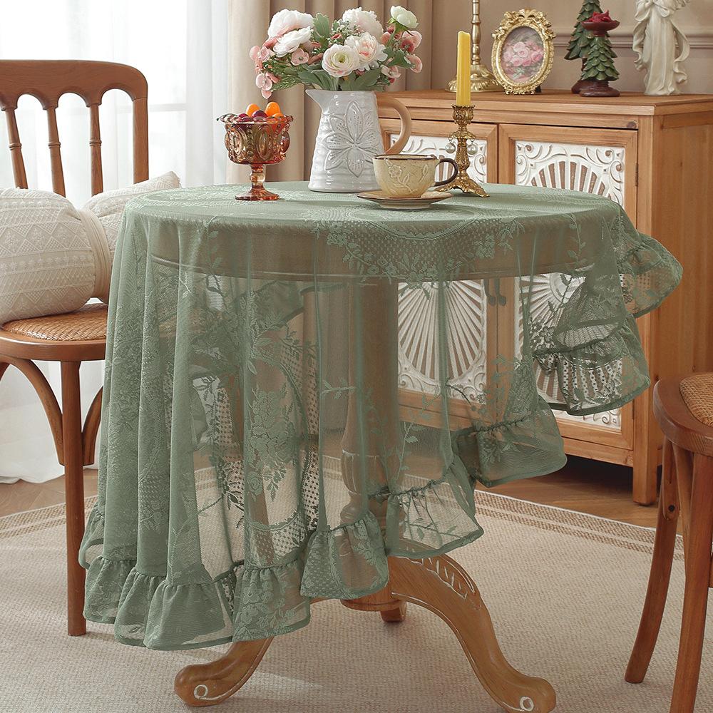 American Dust-Proof Tablecloth Retro Premium Ruffle Edge Living Room Dining Table Non-Slip Decoration Factory Spot