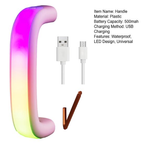 LED Light-Up Cup Handle for 30oz/40oz Rechargeable Waterproof Glow Grip with 6 Color Modes & 7H Runtime Night Light Cup Accessory