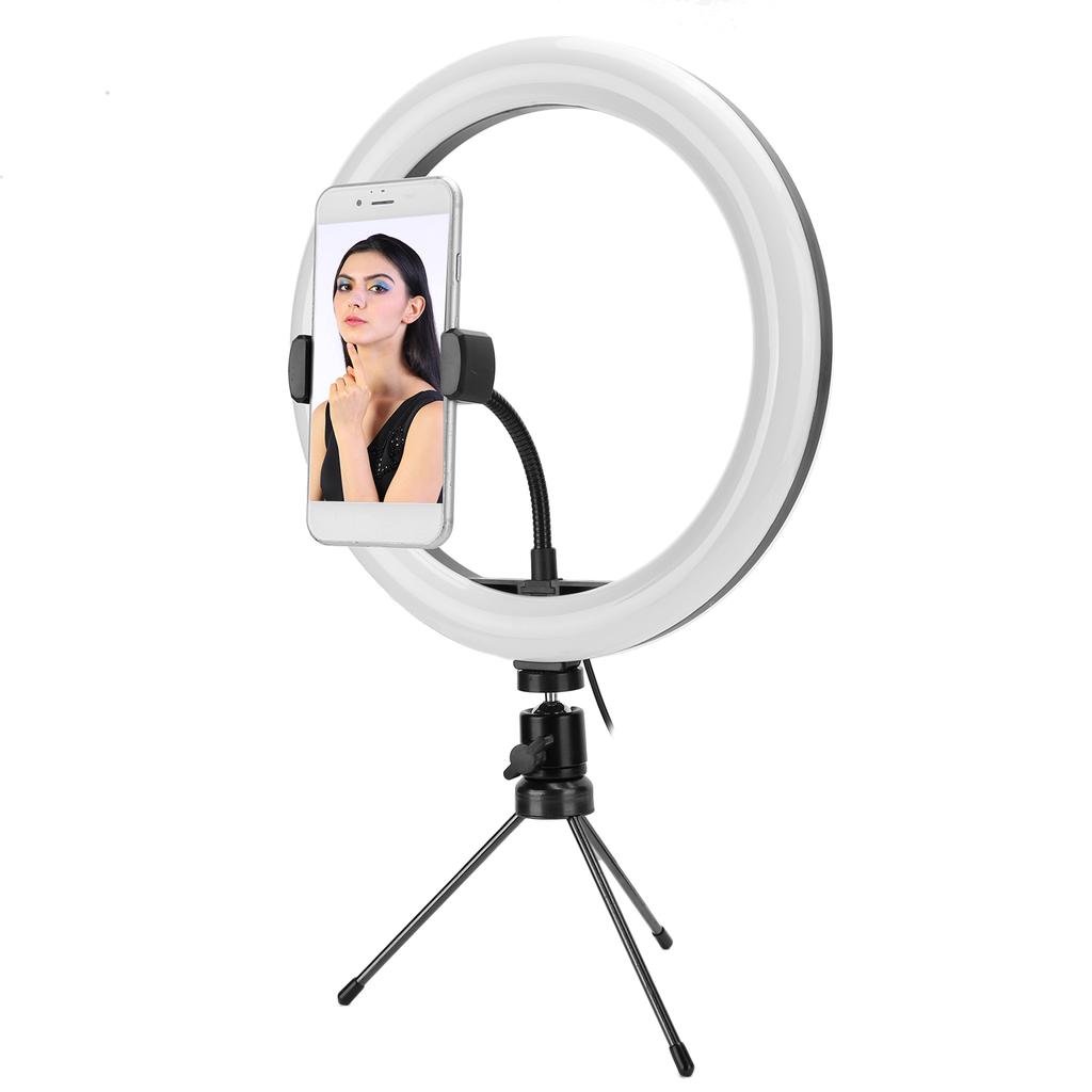 10 Inch USB Desktop Fill Light LED Ring Light with Triangular Bracket for Live Broadcast