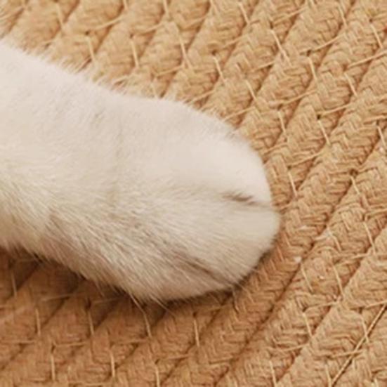 Katoenen Touw Kattenkleed Rond Kattenkrabkleed Zacht Wasbaar Vloerkleed met Kwasten Omkeerbaar Geweven Vloermat voor Slaapkamer Woonkamer Katten Rustplek
