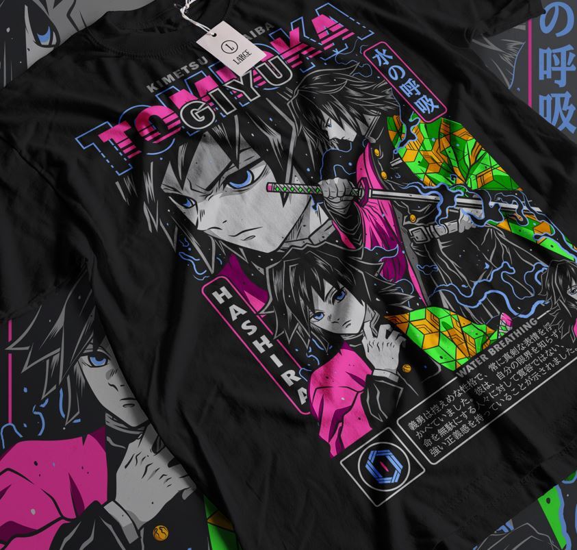 Giyu Tomioka T-Shirt Demon Slayer Kimetsu No Yaiba Anime Shirt Size All Size