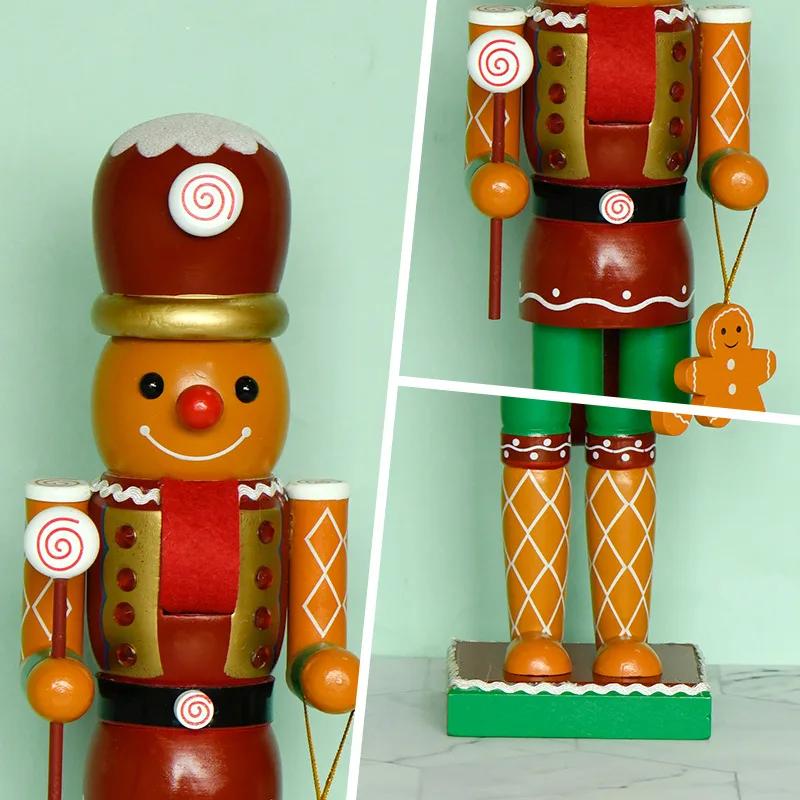 35cm Wooden Nutcracker Soldier with Gingerbread Decor, Festive Christmas Gift Ideal Collectible Tabletop Ornament
