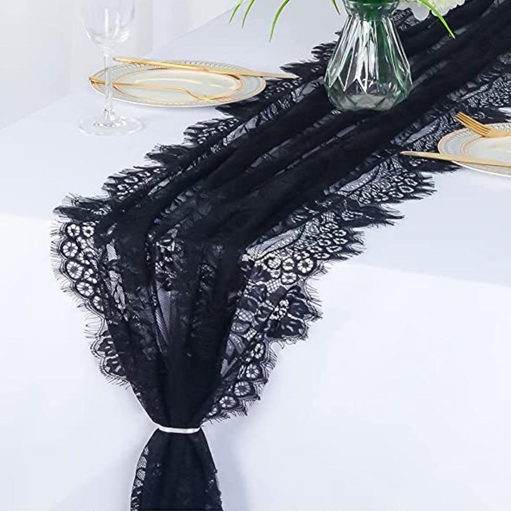 

Rectangular Shape Vintage Table Runners White Color Lace Floral Table Runners Coffee Table Width35cm чорний