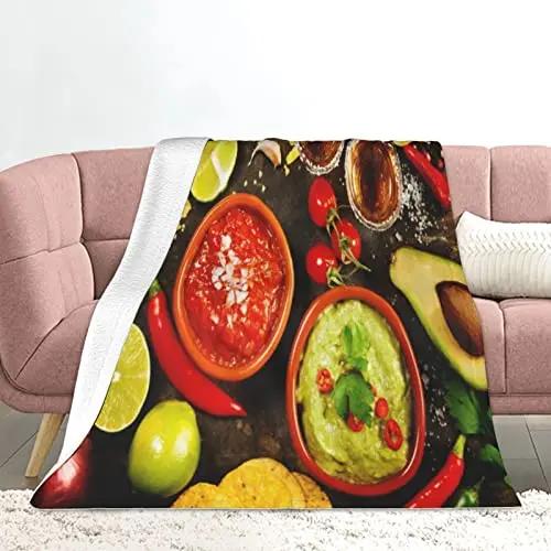 Fresh Lemons Throw Blanket Fruits Vegetables Theme Flannel Blanket Super Soft Lightweight Blanket for Bed Sofa Couch Living Room