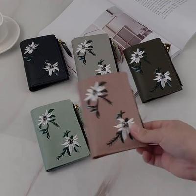 1Pc  Fashion Leather Short Women Wallet Ladies Small Clutch Money Coin Pocket Card Holders Purse Female Embroidered Wallets
