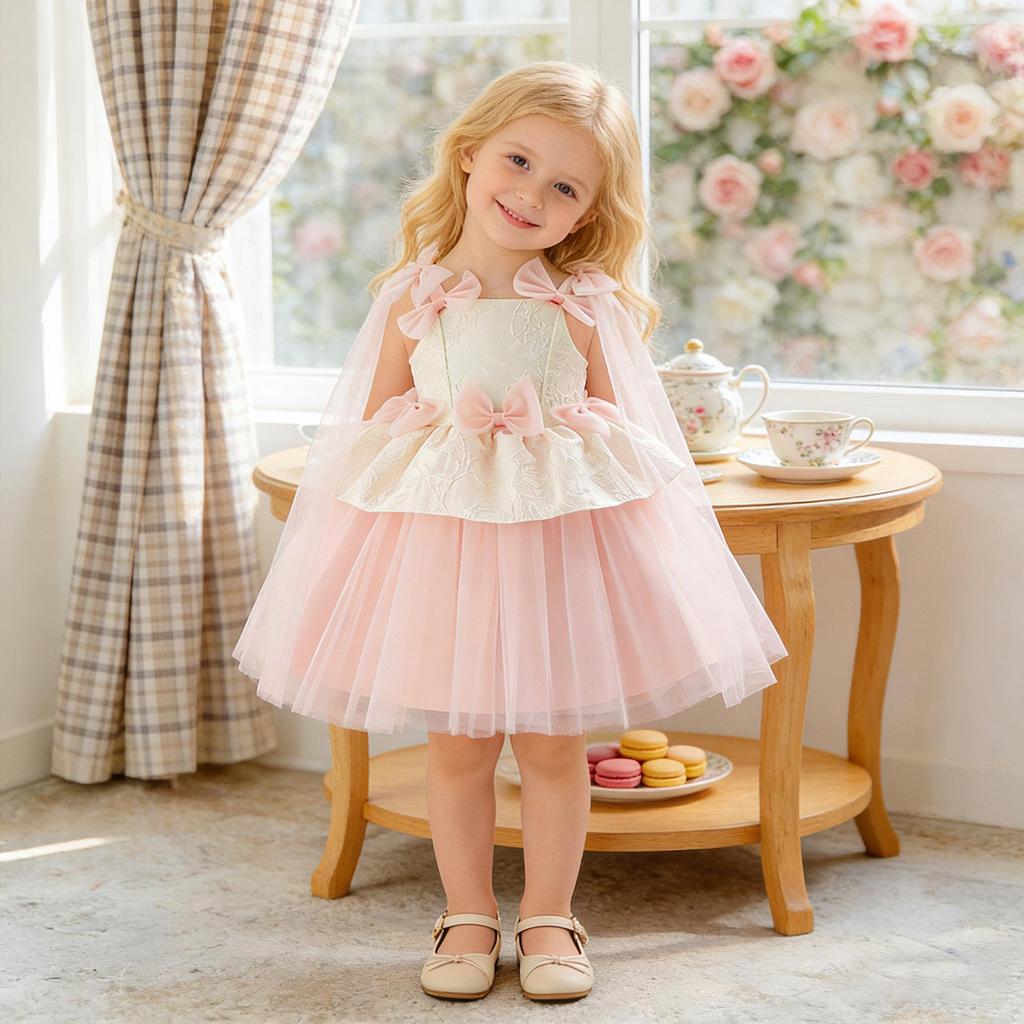 New Formal Princess Mesh Dress Set for Infant and Toddler Girls - Birthday and Evening Gown