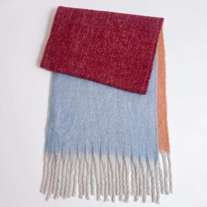 

Зимний круглый шарф из пряжи с постепенным изменением цвета, шарф в полоску с кисточками, мягкий ветрозащитный шарф, женский шарф