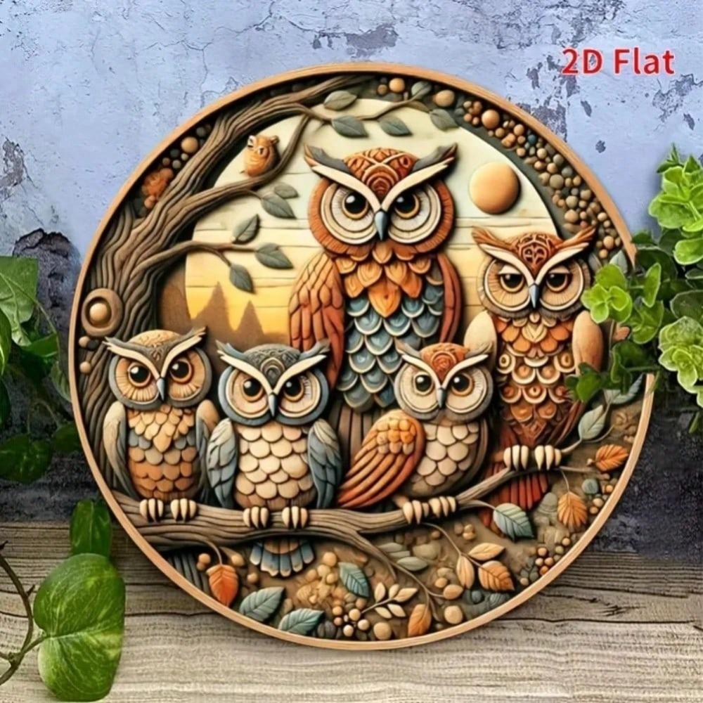 Vintage Owl Iron Wall Art Home Decor Metal Sign for Living Room Bedroom Kitchen Cafe Halloween Holiday