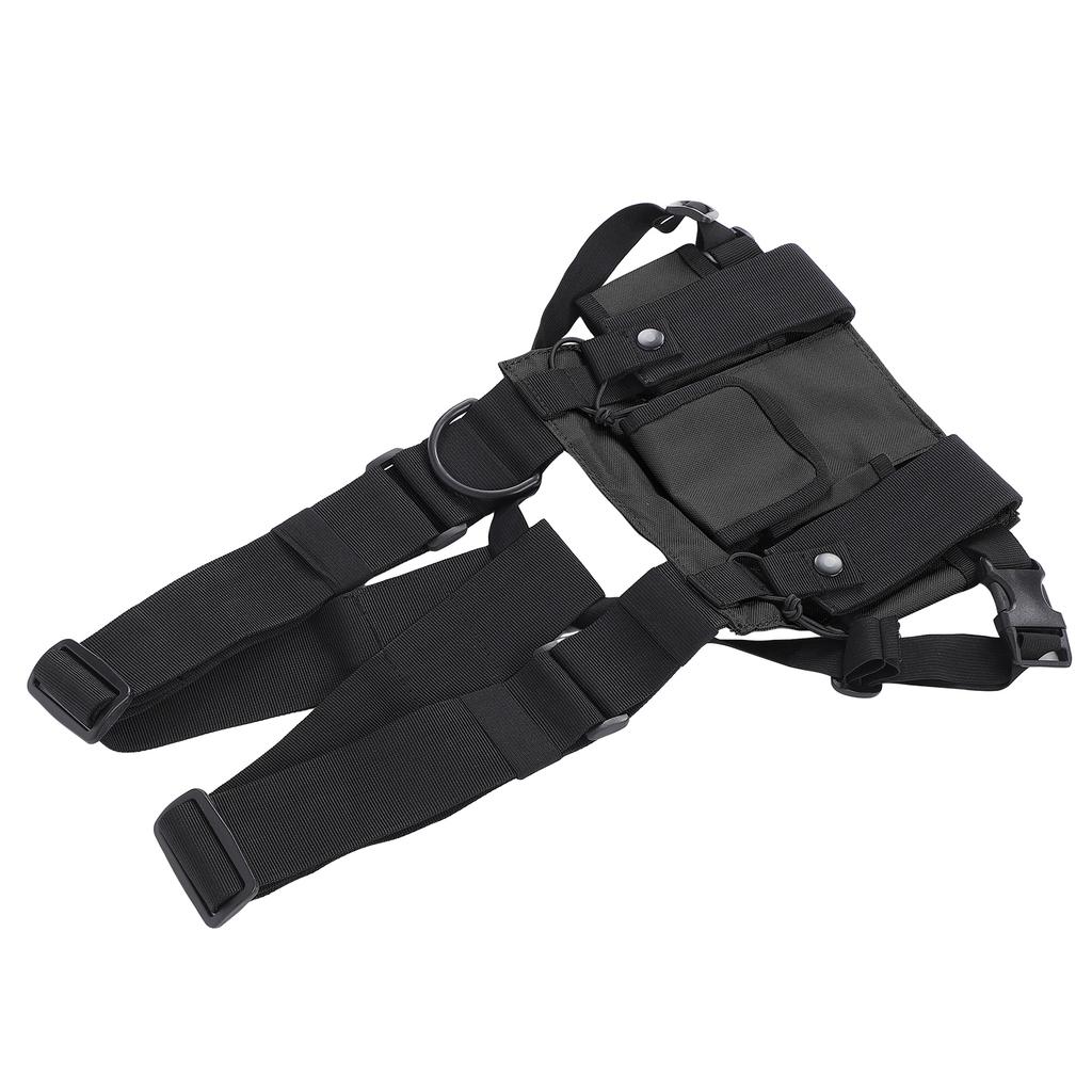 Chest Pack Adjustable Multi Pocket Functional Harness Front Vest Rig Bag for OutdoorBlack