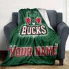 Name Custom Milwaukee Bucks Logo Print Flannel Blanket High Quality Warm Comfortable Cover for All Seasons Perfect for Gifts Home Decor