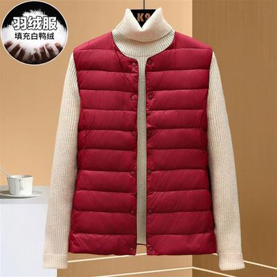 Down Liner Vest Women's Short Down Jacket Winter Wear White Duck Down Vest Inside and Outside