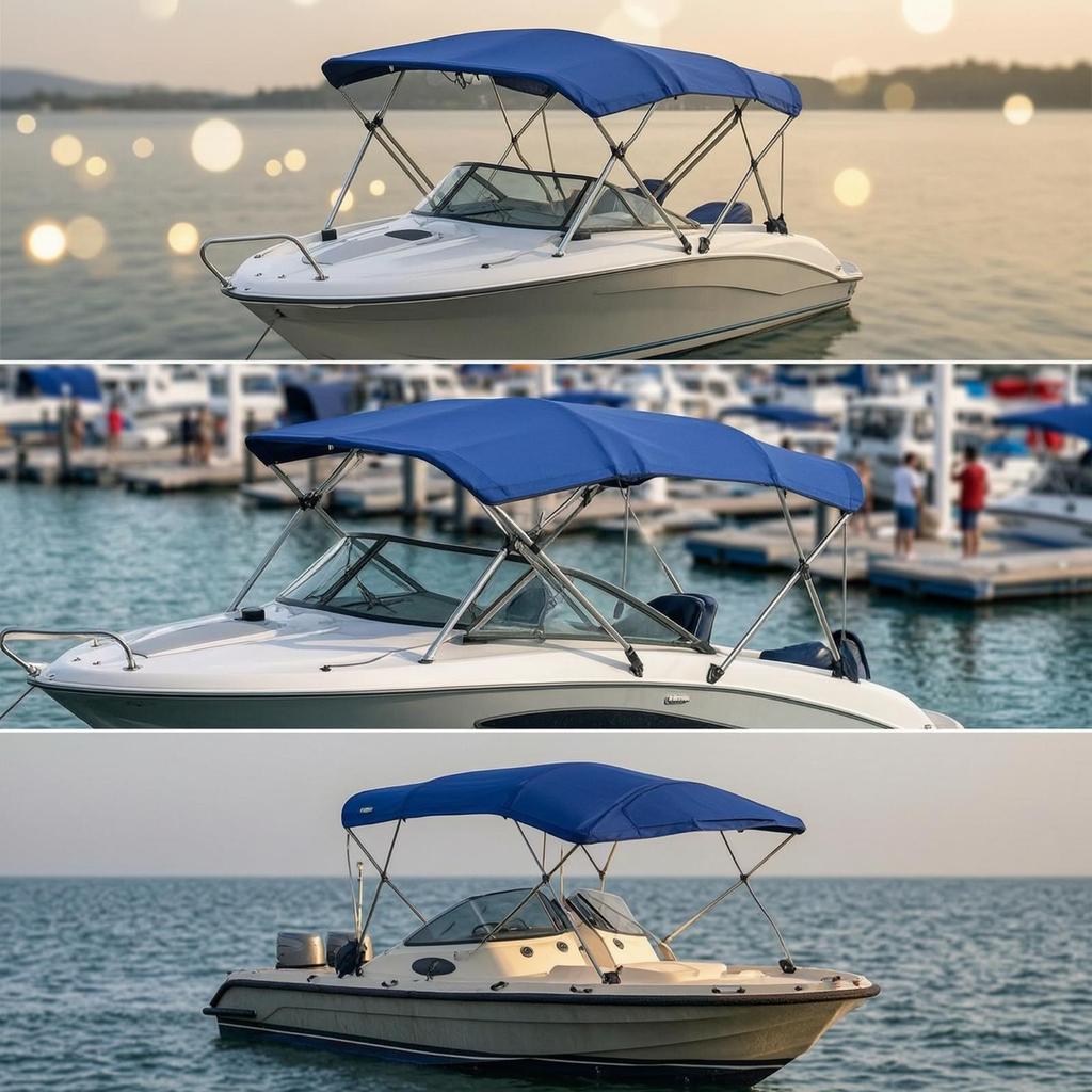 Boat with Metal Frame Heavy-Duty Bimini Top for