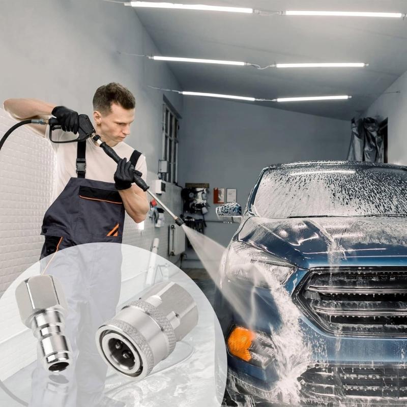 Professional 1/4" NPT Quick Releases Pressure Washer Hose Adapters, 4Piece Corrosion Resistant Stainless Steel Connector