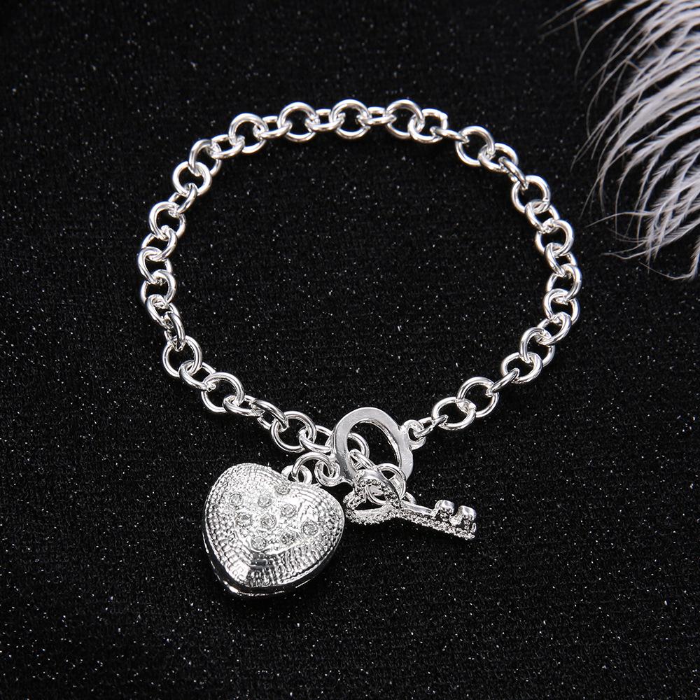 Bracciale Moda Personalità Bracciale Chiave Set Diamanti Bracciale Cuore Pesco Bracciale Femminile