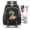 26 English Letters Black Backpack Cosplay Canvas Rucksack Children Kids Schoolbag Travel Bag Back To School Bookbag
