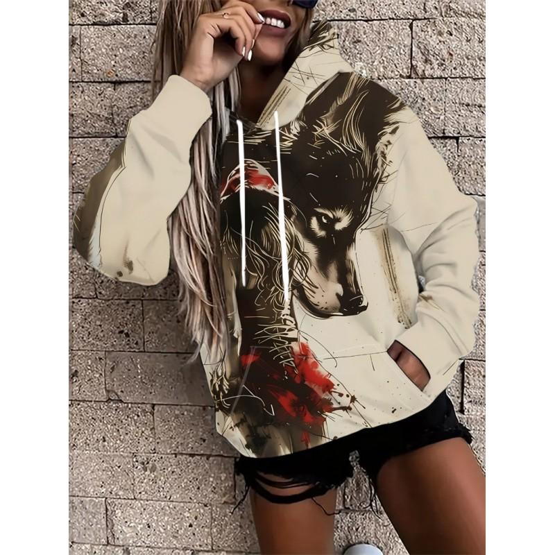 Womens Oversized Hooded Sweatshirt With Botanical Cartoon Print Loose Fit Comfortable Casual Top 2025