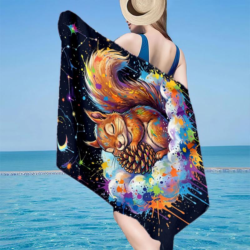 Eichhörnchen Träume Unter Mondlicht Strandtuch, Super Weiche Mikrofaser, Geschenk für Sie/Ihn, Geburtstag, für Pool, Strand, Reisen, Heimdeko Fan Geschenke