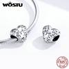 WOSTU Hot Sale 925 Sterling Silver Heart Charm Dangle Mum Beads Fit Original Charm Bracelet Bangle Jewelry Making DIY Gift