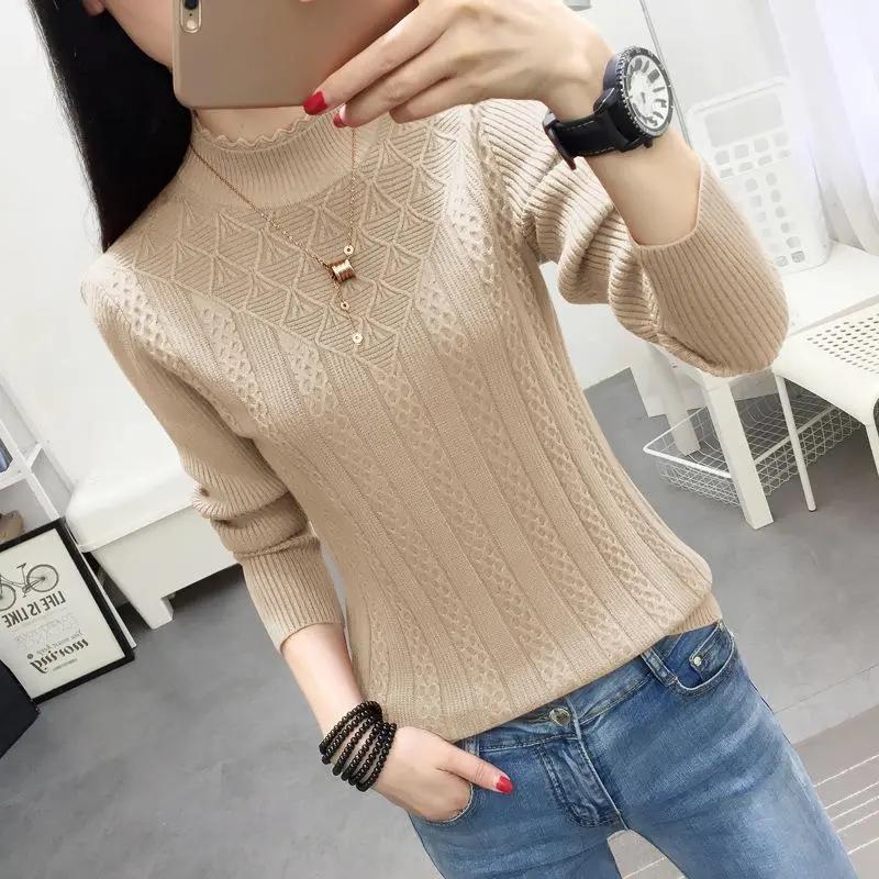 

Осенне-зимний женский свитер с полувысоким воротником, короткий вязаный свитер из кашемира, размер плюс XS