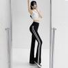 High Waist Flare Yoga Pants with Side Stripe for Women - Plus Size, Autumn/Winter Wear