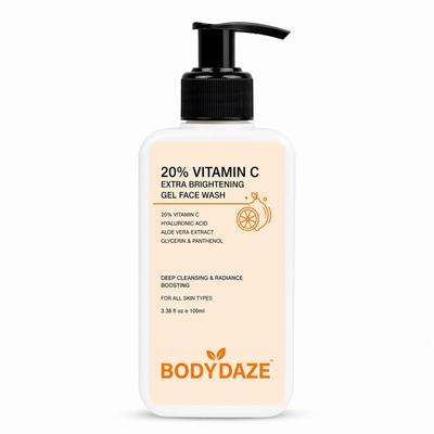 Brightening 20% Vitamin C Face Wash | 20x Vitamin C | Removes Oil & Dirt | Fades Dark Spots & Tan | Boosts Glow | Soap-Free Cleanser | All Skin Typ