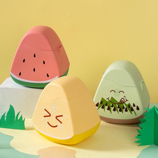Desktop Trash Can Small Body Large Capacity Fruit Pattern Design Flip Cover Mini Waste Basket Home Decor
