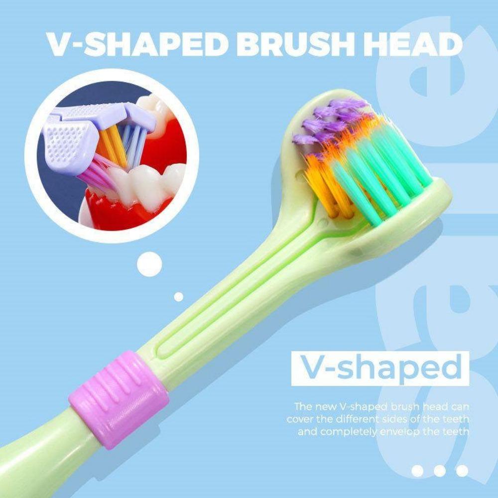1PC 360 Degree Three-sided Soft Bristle Toothbrush Oral Care Safety Toothbrush Teeth Deep Cleaning Portable Travel Dental Oral Care