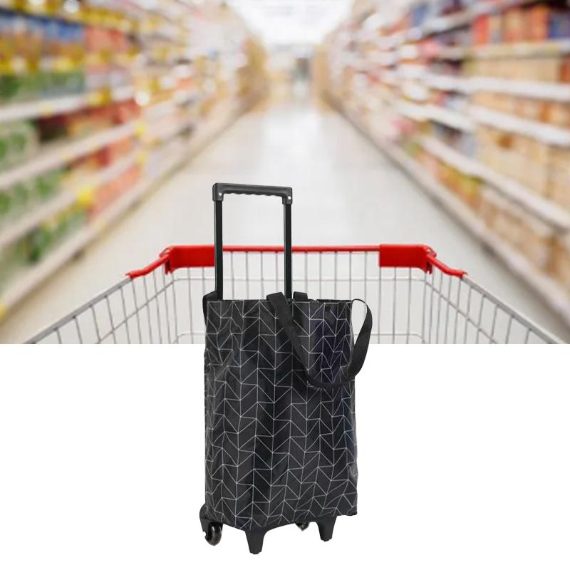 Καρότσι Αγορών Πτυσσόμενο Φορητό Καρότσι Παντοπωλείου Ύφασμα Oxford Καρότσι Αγορών με Ρόδες Επεκτεινόμενο