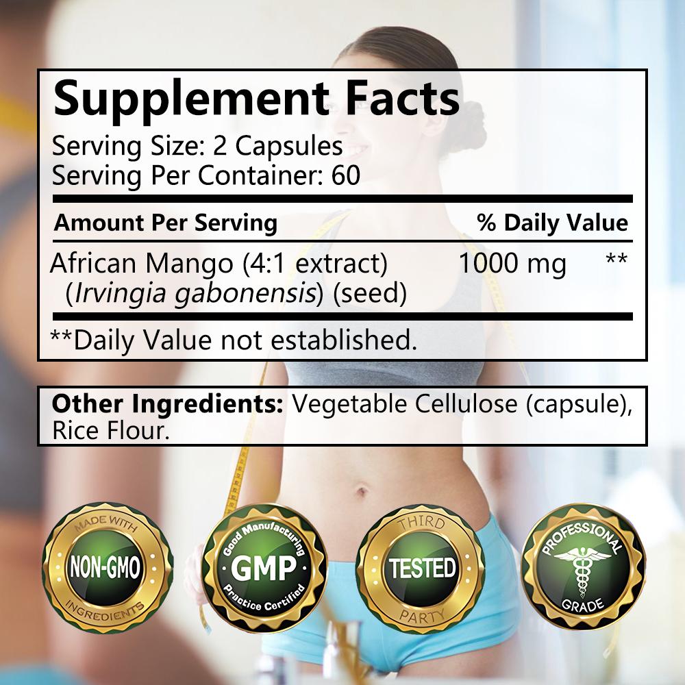 African mango extract, 1000 mg per serving, 120 capsules