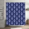 Blue Damask Shower Curtain Set Bathroom Decor Waterproof Fabric 2