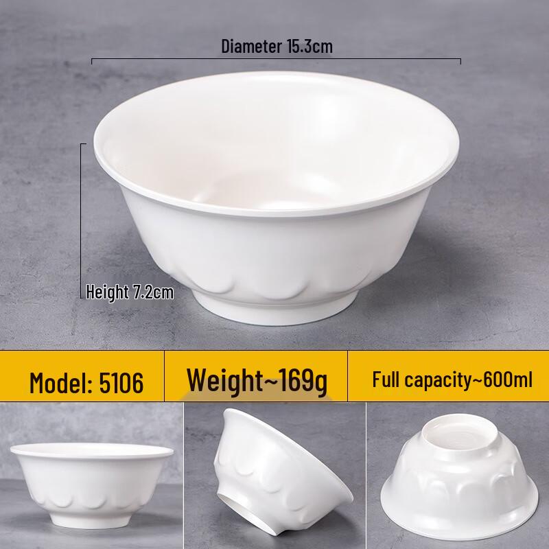 JINMEILI Commercial Melamine Lotus Rice Bowls (10-Pack)