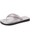 Fashion flip-flops women's summer outer wear new ins trendy versatile soft bottom sandals flat bottom high-end rhinestone slippers