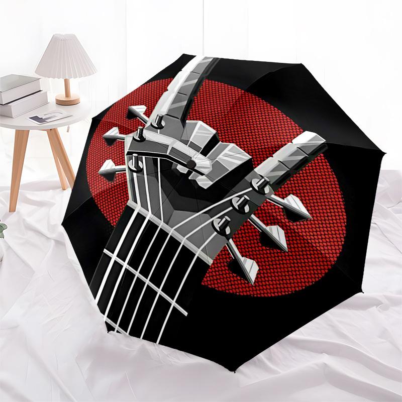 1pc Guitar Headstock Automatic Open, Windproof, Compact Travel Umbrella, Gift for Birthday, Christmas, Business 93080