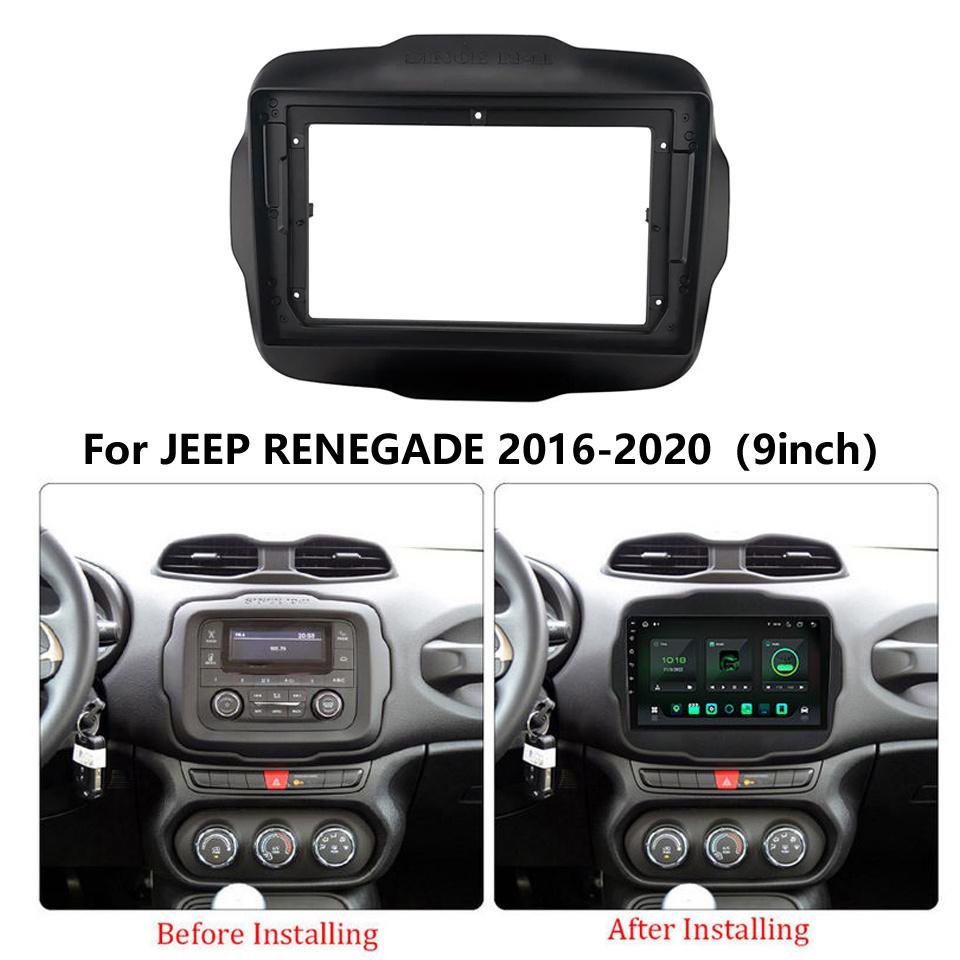 Car Radio Fascia for Jeep 2016-2020 Android Screen Multimedia Navigation Frame Durable Plastic Replacement Dashboard Trim