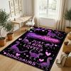 Dinosaur Theme Crystal Velvet Rug Personalized Custom Name Text Soft Floor Mat Home Decor