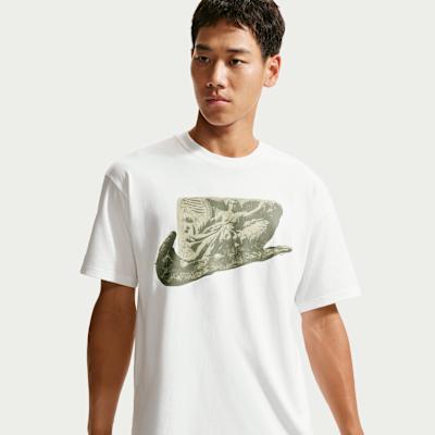 Nike T Shirts Men s White/Green Crew Neck XS