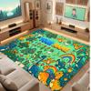 Dinosaur Theme Soft Crystal Velvet Rug Custom Name & Text Print Non Slip Floor Rug for Bedroom Living Room