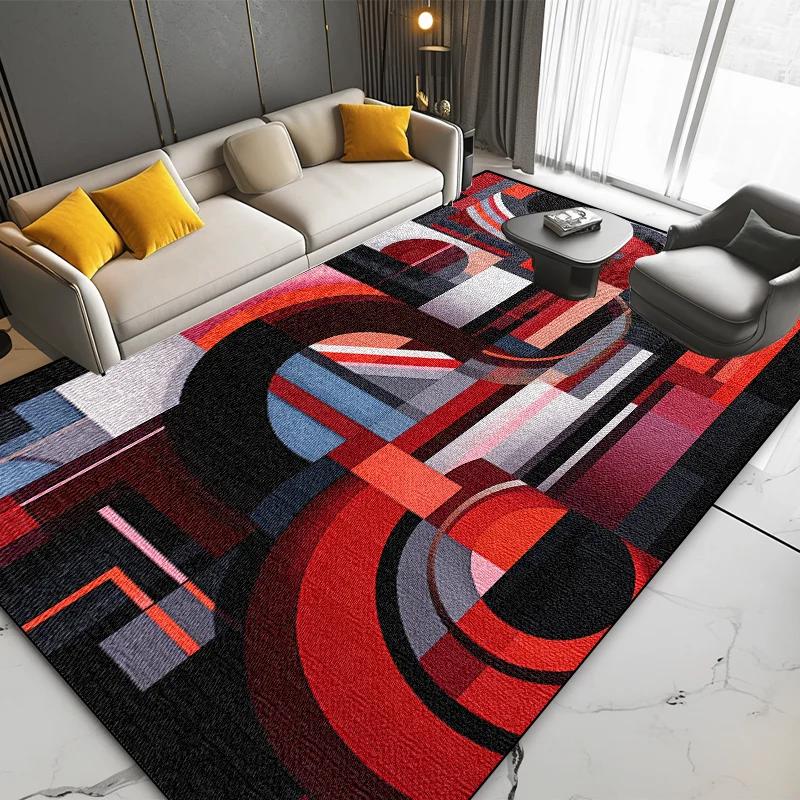 European Modern Geometric Large Living Room Carpets Abstract Stripe Bedroom Washable Rugs Cloakroom Lounge Non-slip Mat for Kids