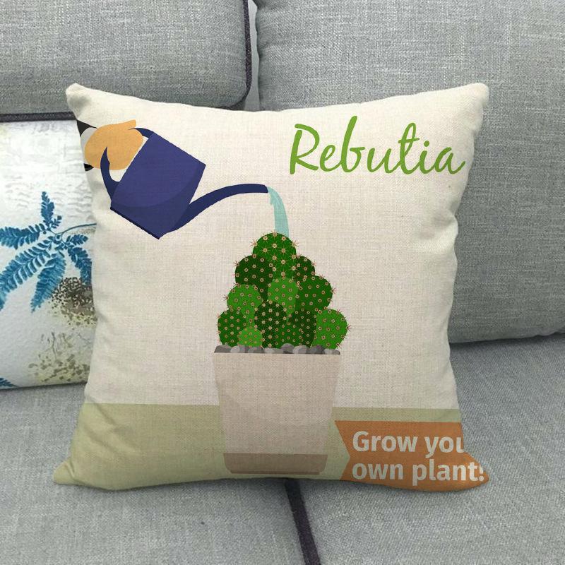 The Pattern Of The Watering Cactus Digital Printing Short Plush Pillow Covers For Car Sofa Office Cushion Cover Home Goods