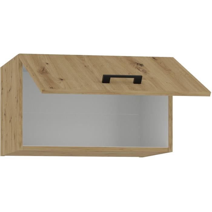MODENA - Wall Cabinet with Extractor Hood - 1 Door - 60 X 31 X 72 Cm - Artisan Oak / Matte Black