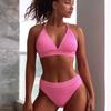 Sexy Triangle Push Up Bikini Brazilian Bikinis Women 2 Piece Swimsuit Ribbed Beach Swimwear High Cut Bathing Suit Female Biquini