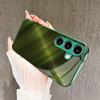 Dark green Glass PhoneCase for Samsung Galaxy S26 S25 S24 S23 S22 FE Ultra Plus Built-in glass green Exquisite Metal background