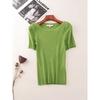 Export Single M Home Boat Neck Short Sleeve Knitwear Summer Rib Silm Pullover Tops Women